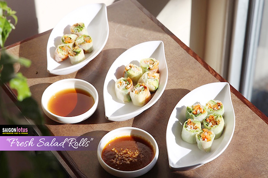 Our menu - the fresh spring rolls at Saigon Lotus restaurant in Chinatown Toronto
