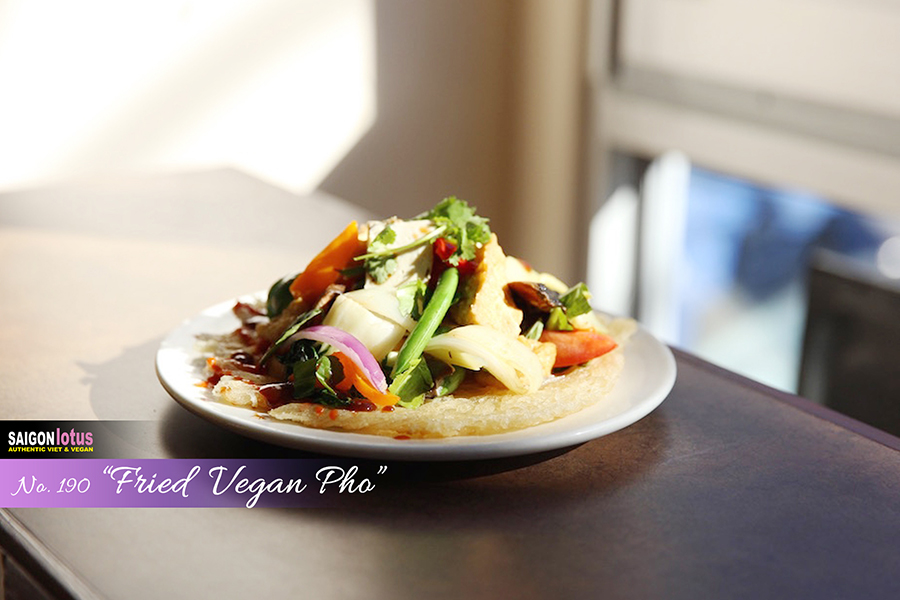 Our healthy food menu - Fried Vegan Pho Noodles at Saigon Lotus restaurant in Chinatown Toronto