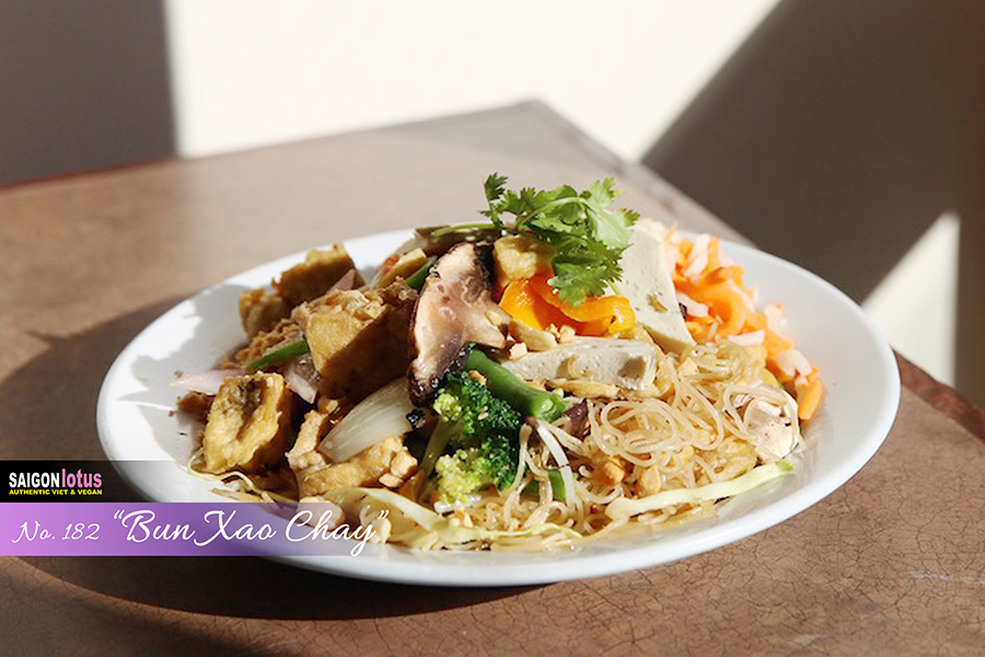 Our healthy food menu - Vegan Stir-fry noodles at Saigon Lotus restaurant in Chinatown Toronto